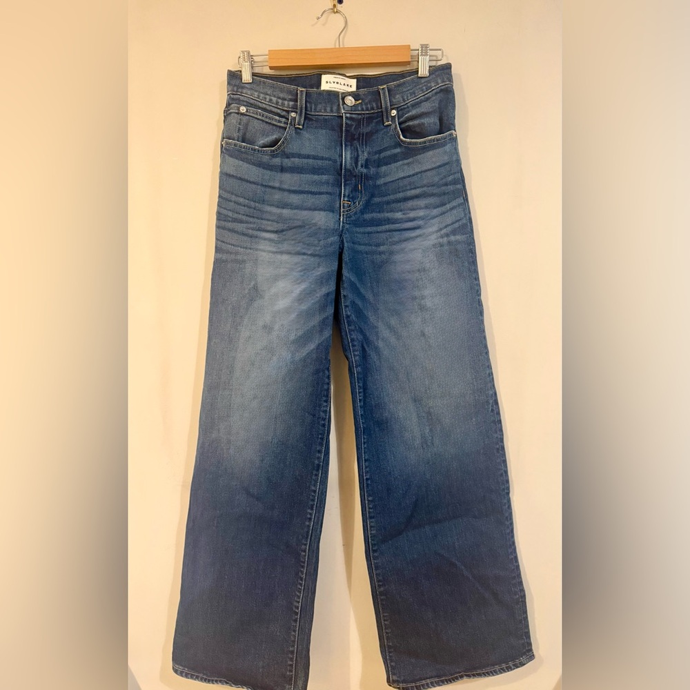 SLVRLAKE High Rise, Wide-Leg Jeans in Medium Dark Blue Wash, Size 27 - Picture 4 of 7